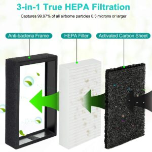 Flintar PM1220 High-Efficiency 3-in-1 True HEPA Replacement Filters, Compatible with MOOKA and KOIOS PM1220 Compact Desktop Air Purifier Only (6-Pack)