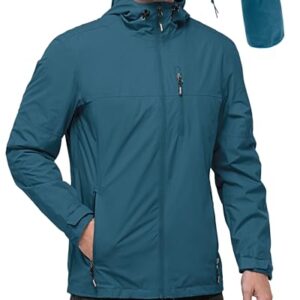 Outdoor Ventures Men's Packable Rain Jacket Waterproof Windbreaker Lightweight Raincoat with Hood