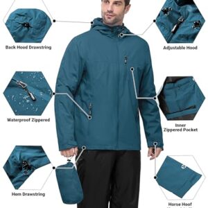 Outdoor Ventures Men's Packable Rain Jacket Waterproof Windbreaker Lightweight Raincoat with Hood