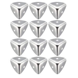 uxcell Metal Box Corner Protectors Edge Guard Protector 25 X 25 X 25mm Silver Tone 12pcs for Table Corners and Desk Corners