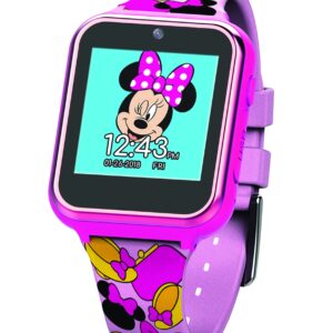 Accutime Kids Disney Minnie Mouse Pink Educational, Touchscreen Smart Watch Toy for Girls, Boys, Toddlers - Selfie Cam, Learning Games, Alarm, Calculator, Pedometer and More (Size: 40mm)