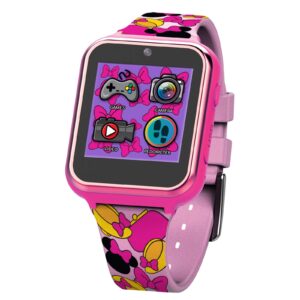 Accutime Kids Disney Minnie Mouse Pink Educational, Touchscreen Smart Watch Toy for Girls, Boys, Toddlers - Selfie Cam, Learning Games, Alarm, Calculator, Pedometer and More (Size: 40mm)