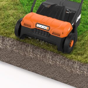 WORX WG850 12 Amp 14 Inch Corded Electric Dethatcher, Black