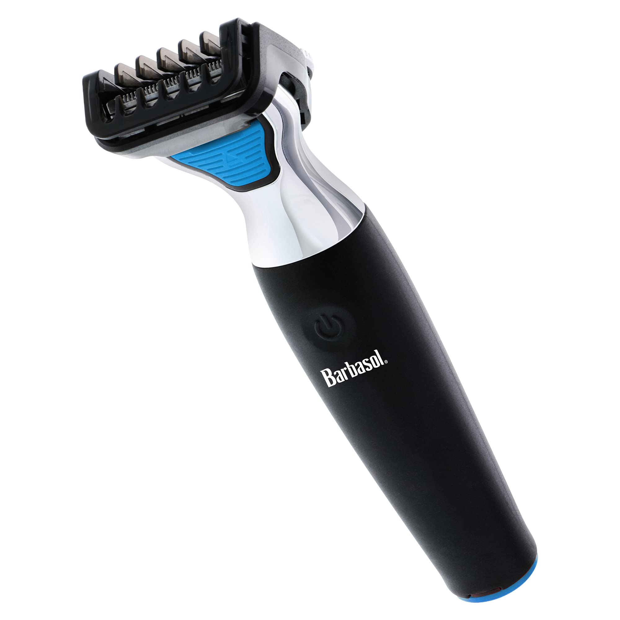 Barbasol Rechargeable Electric Wet and Dry Single Blade Shaver with Stainless Steel Blades and Adjustable Beard Trimmer Attachment