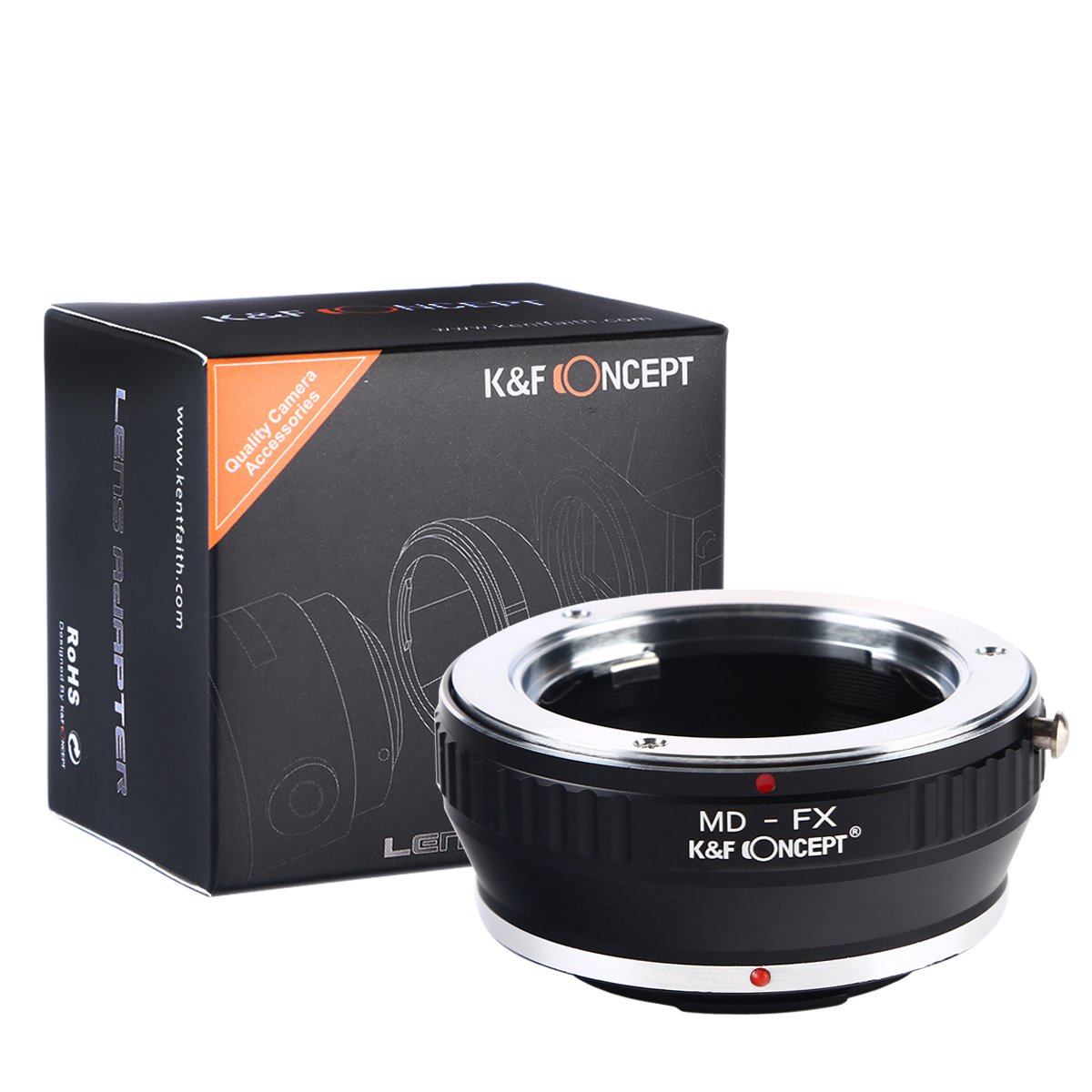 K&F Concept Lens Adapter - fits FUJIFILM - X (FX) Mount Cameras for Minolta MD Mount Lenses + Lens Cleaning Cloth