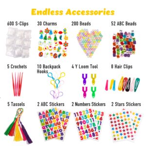 Loopa Rubber Bands Kit, 10,000+ Colorful Bands Refill Set for Kids, DIY Loom Bracelets Making Set with Beads & Endless Accessories - Box Case Included