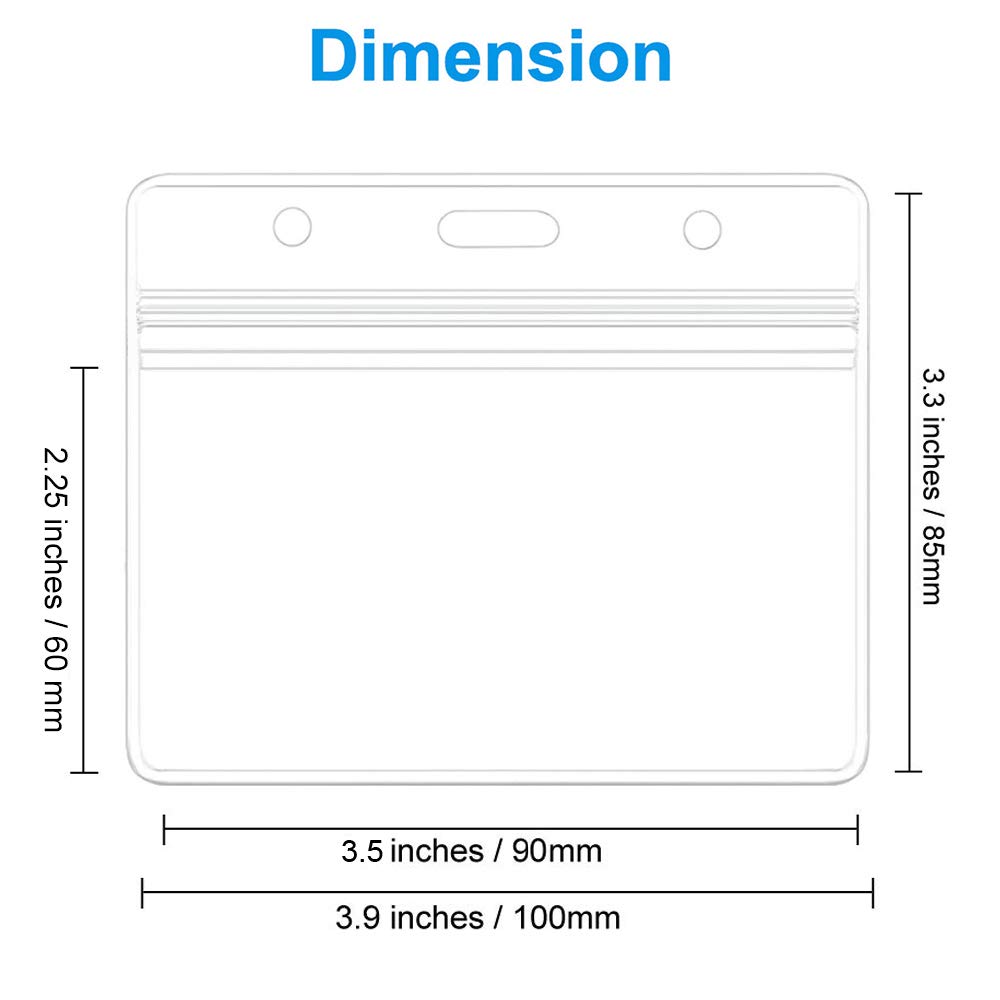 50 Pcs Badge Holders and Metal Clips Clear Plastic Horizontal Name Tag Holders with Clips ID Badge Holder with Metal Clips