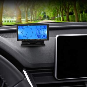 KIMISS LCD Digital Display Screen Car, CD60 Multifunctional Digital Car Automobile Thermometer Gauge with Time Navigation Function