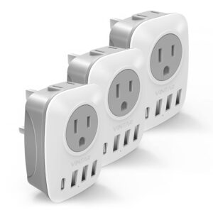 [3-pack] uk ireland travel plug adapter, vintar international power adaptor with 1usb c, 2american outlets and 3usb ports, 6 in 1 type g plug adapter