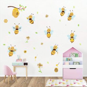ufengke wall stickers yellow bee wall sticker flowers beehive branch for children's room living room