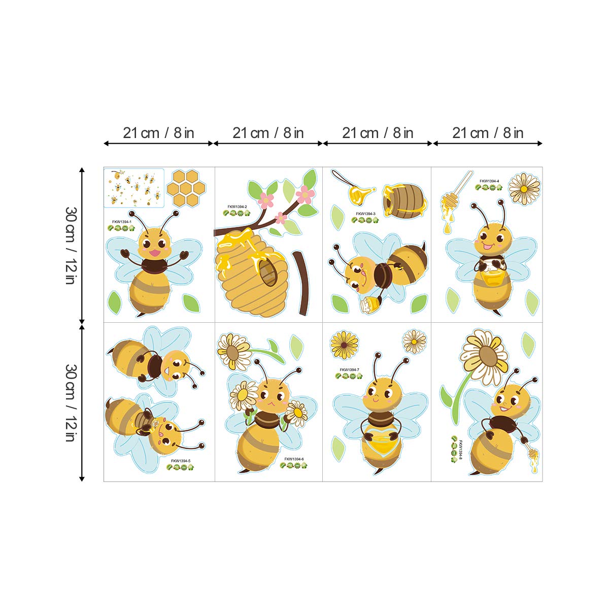 ufengke Wall Stickers Yellow Bee Wall Sticker Flowers Beehive Branch for Children's Room Living Room