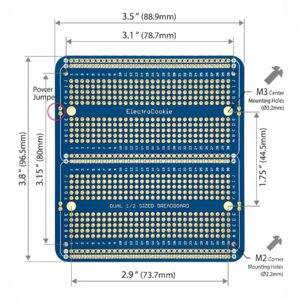 ElectroCookie Solderable Breadboard PCB Double Column Board for Electronics Projects Compatible for DIY Arduino Soldering Projects, Gold-Plated (3 Pack, Blue)