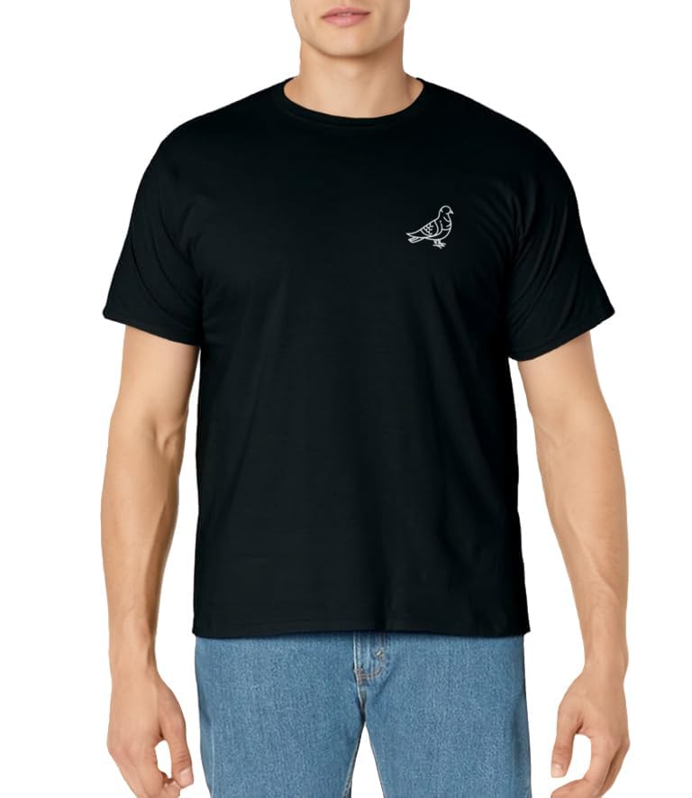 Pigeon Bird Badge Patch Line Art Icon Outline Gift T-Shirt