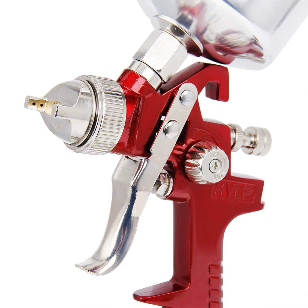 BANG4BUCK High Performance HVLP Gravity Feed Spray Gun with 1.4mm 1.7mm 2.5mm Fluid Tips, 1000cc Aluminum Cup for Auto Paint, Primer, Clear/Top Coat & Touch-Up