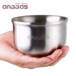 Anbbas 4.1inches Lathering Foam Shaving Bowl 3-Layer Heat Preservation Food-Grade 304 Stainless Steel Shaving Soap Cream Mug Cup for Brush Men Close Shave