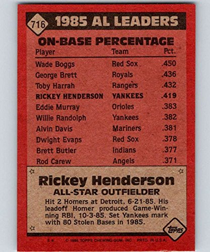 1986 Topps #716 Rickey Henderson AS NM-MT Yankees