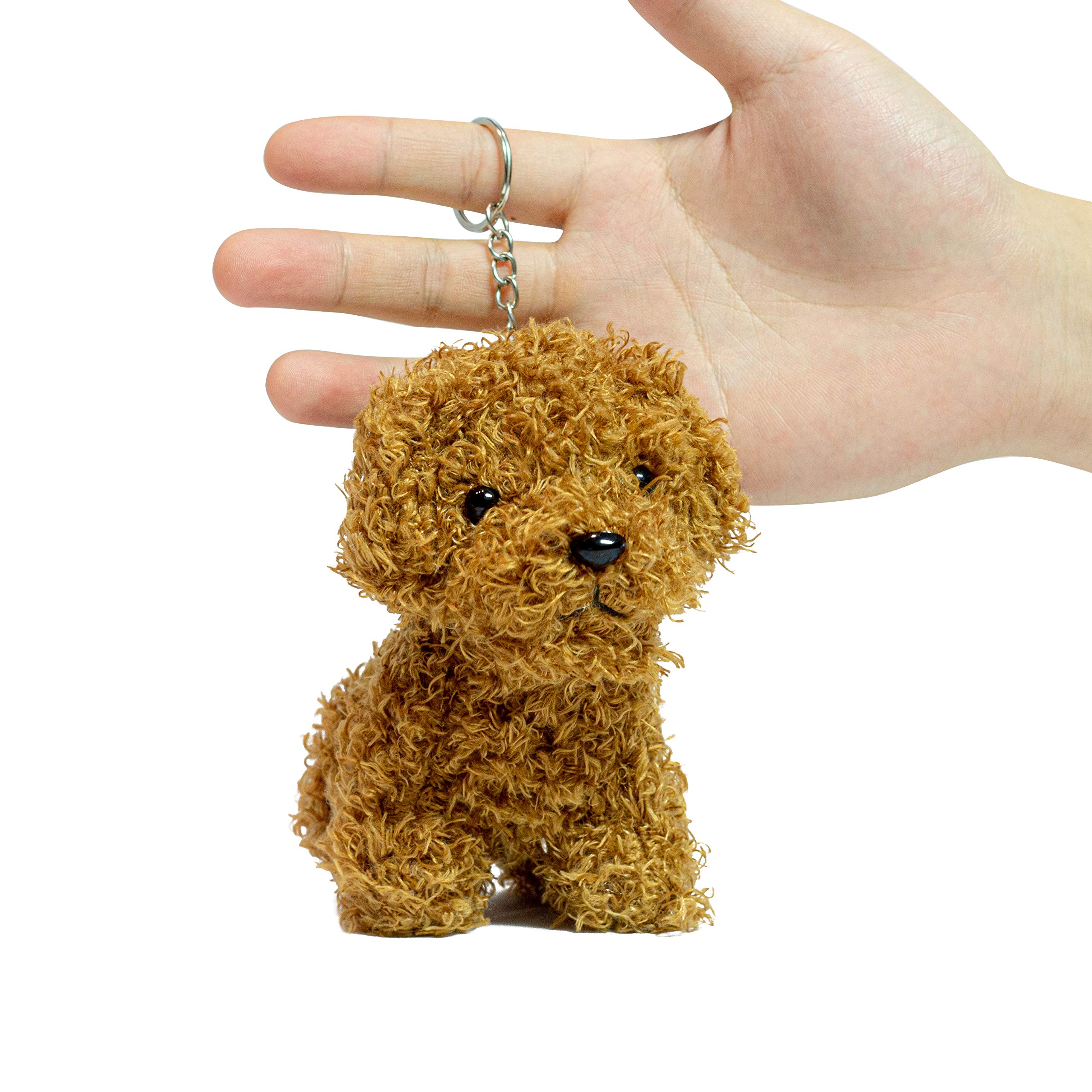 Cute Stuffed Animal Dog Plush Animal Keychain, Fashion Accessory Backpack Clips, Kindergarten Gift, Handbag Pendant, 5 inch (Gold)