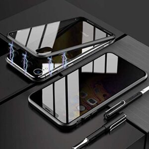 Privacy Magnetic Case for iPhone 11, Anti Peeping Clear Double Sided Tempered Glass [Magnet Absorption Metal Bumper Frame] Thin 360 Full Protective Phone Case for iPhone 11 6.1'' Black