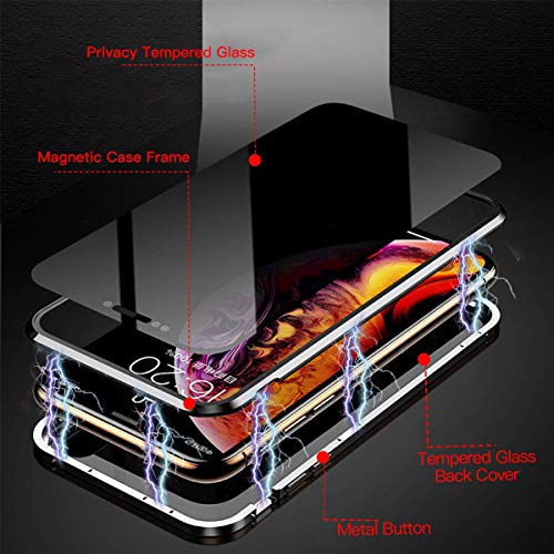 Privacy Magnetic Case for iPhone 11, Anti Peeping Clear Double Sided Tempered Glass [Magnet Absorption Metal Bumper Frame] Thin 360 Full Protective Phone Case for iPhone 11 6.1'' Black