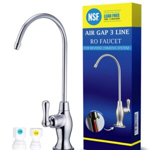 Air Gap 3 Line Lead-Free Reverse Osmosis Faucets Water Filtration(Polished Chrome) NSF Certified