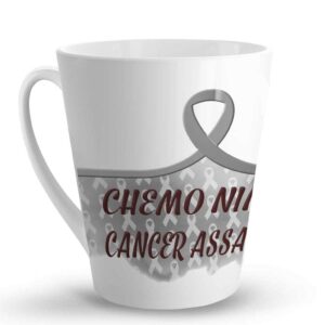 makoroni - chemo ninja cancer assassin cancer awareness ceramic coffee latte mug, d66