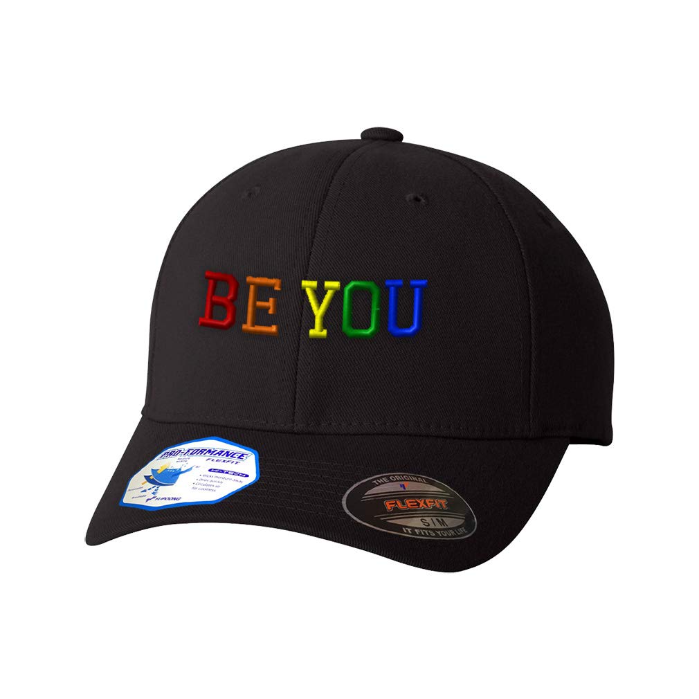 Flexfit Hats for Men & Women Gay LGBTQ Be You Embroidery Polyester Dad Hat Baseball Cap Black Design Only Small Medium