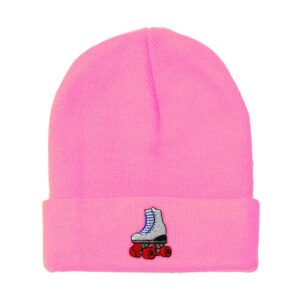 beanies for men roller skate a embroidery roller skating roller skate shoes embroidery winter hats for women acrylic skull cap 1 size soft pink design only