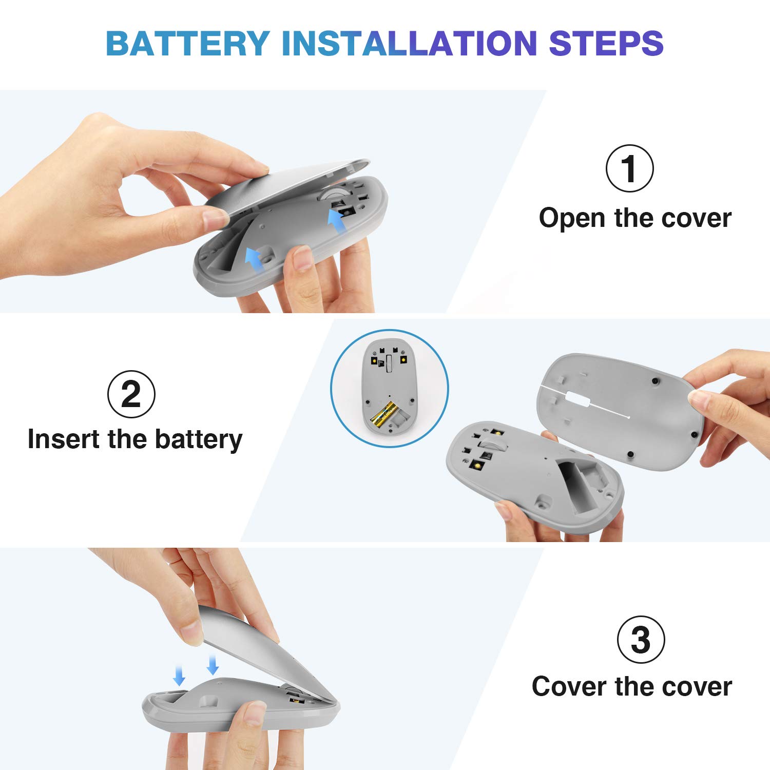 OMOTON Bluetooth Mouse for iPad and iPhone (iPadOS 13 / iOS 13 and Above), Ultra-Thin Wireless Mouse Compatible with Bluetooth Enabled Computer, Laptop, PC, Notebook, and Mac Series (Silver)