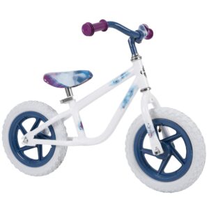 huffy frozen 2 balance bike for toddler & kids, elsa graphics, purple, white, 12 inch