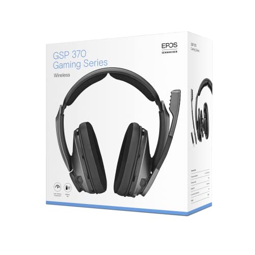 Sennheiser GSP 370 Over-Ear Wireless Gaming Headset, Low-Latency Bluetooth,Noise-Cancelling Mic, Flip-to-Mute, Audio Presets - PC, Mac, Windows, and PS4 Compatible - Black