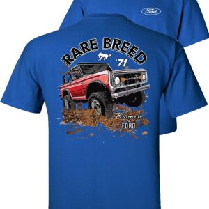 Fair Game Rare Breed Ford Bronco T-Shirt Classic Vintage Retro Bronco 1971 Truck-Royal Blue-L