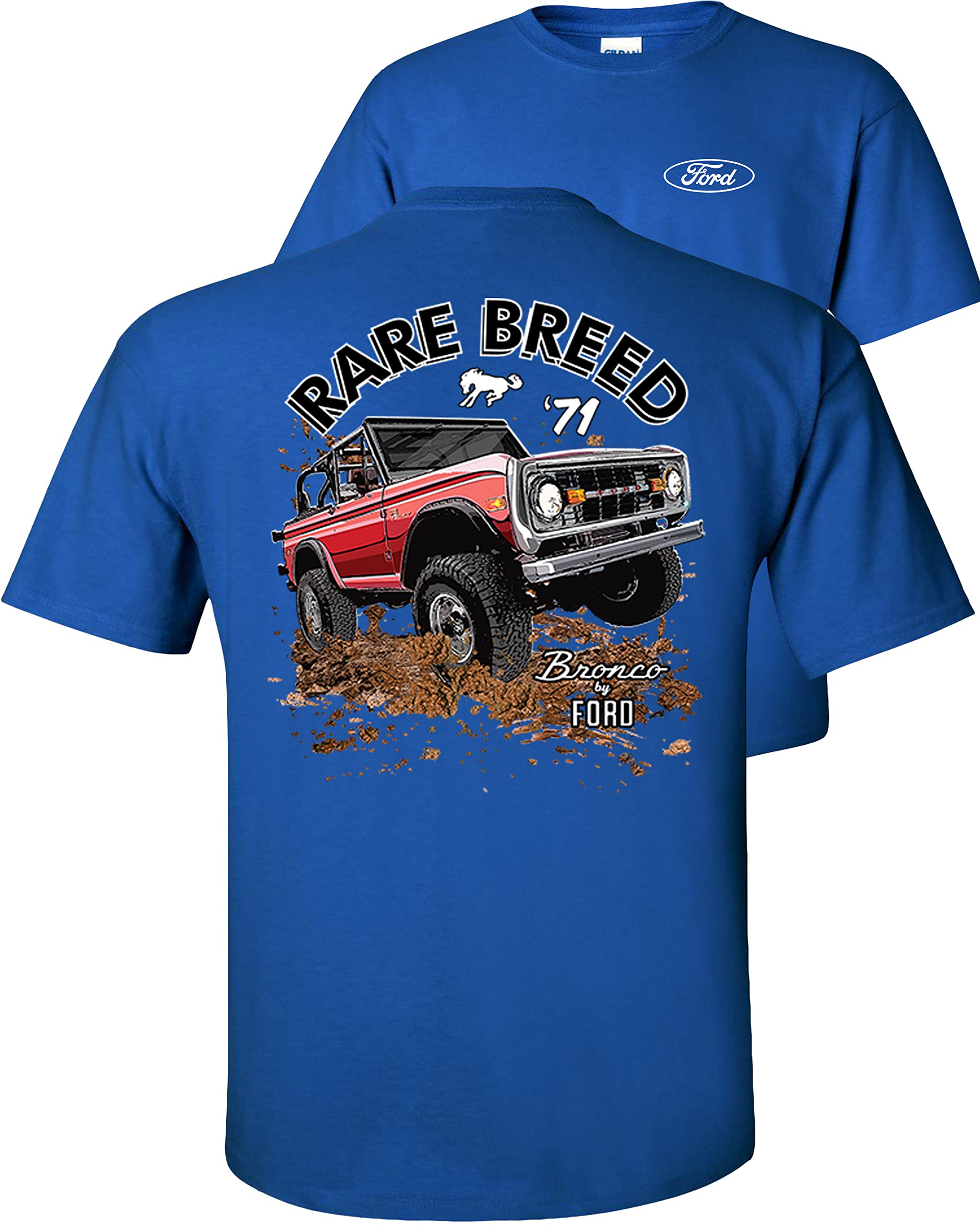 Fair Game Rare Breed Ford Bronco T-Shirt Classic Vintage Retro Bronco 1971 Truck-Royal Blue-L