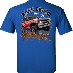 Fair Game Rare Breed Ford Bronco T-Shirt Classic Vintage Retro Bronco 1971 Truck-Royal Blue-L