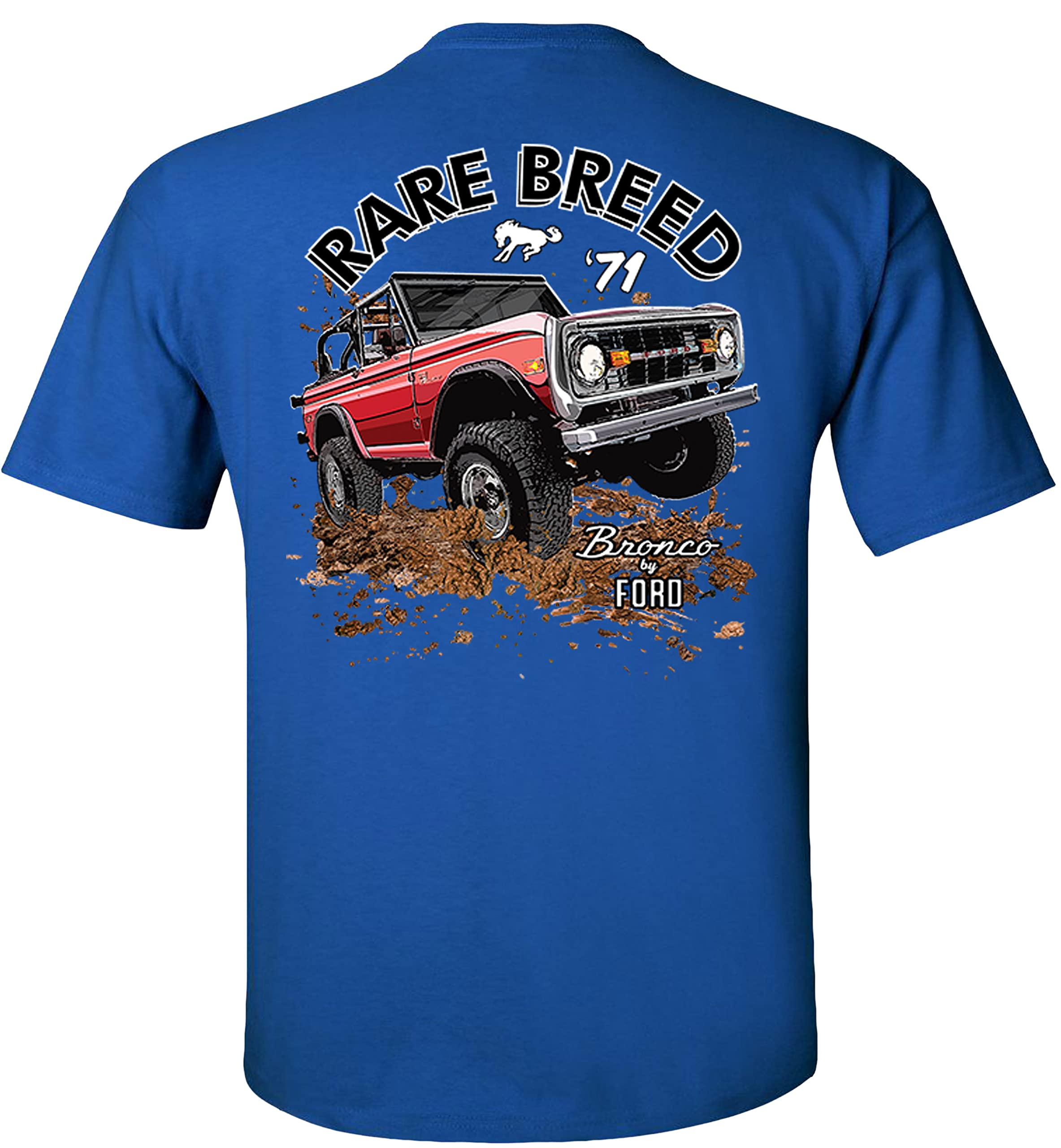 Fair Game Rare Breed Ford Bronco T-Shirt Classic Vintage Retro Bronco 1971 Truck-Royal Blue-L