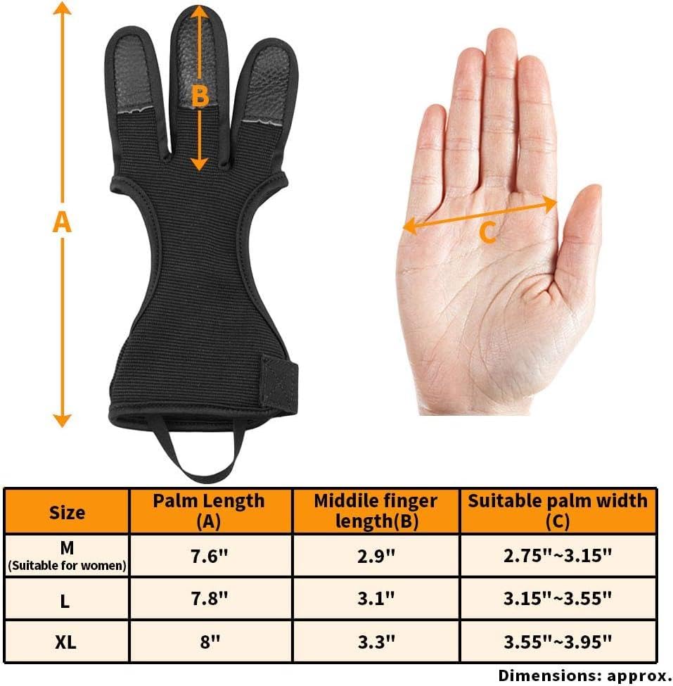 Bear Archery Leather 3 Finger Traditional Archery Shooting Glove, Large, Black, (ASG101L)