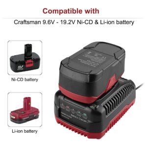 19.2Volt 6.5Ah Battery + Charger for Craftsman 19.2Volt C3 XCP Battery, Craftsman 19.2V Battery Charger for 130279005 1323903 130211004 for Craftsman 19.2Volt Battery