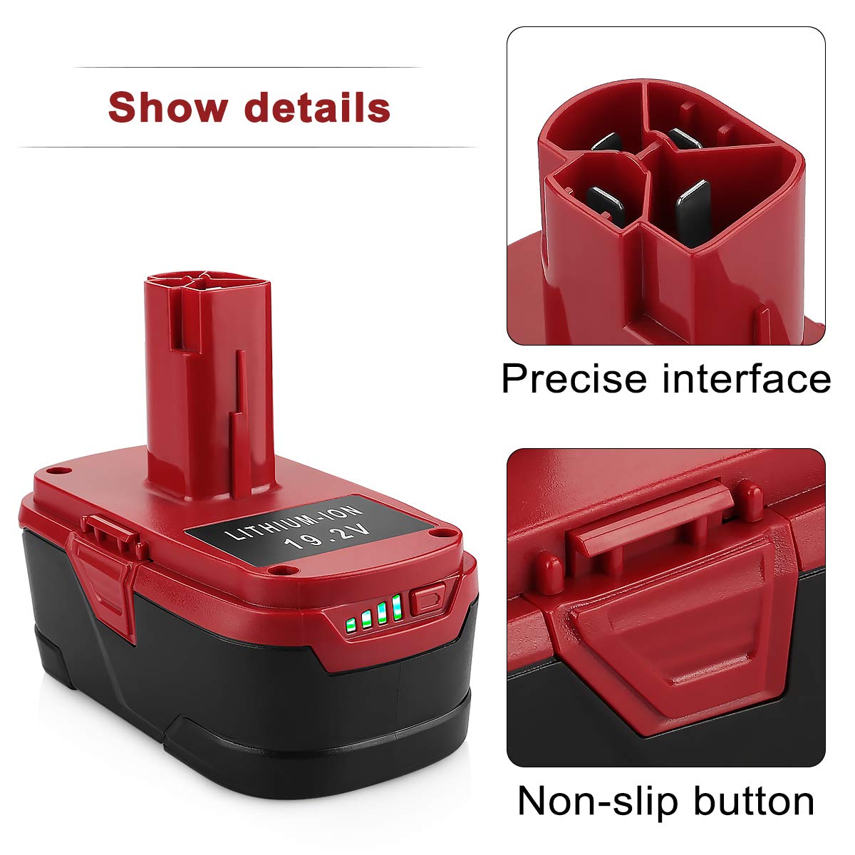 19.2Volt 6.5Ah Battery + Charger for Craftsman 19.2Volt C3 XCP Battery, Craftsman 19.2V Battery Charger for 130279005 1323903 130211004 for Craftsman 19.2Volt Battery