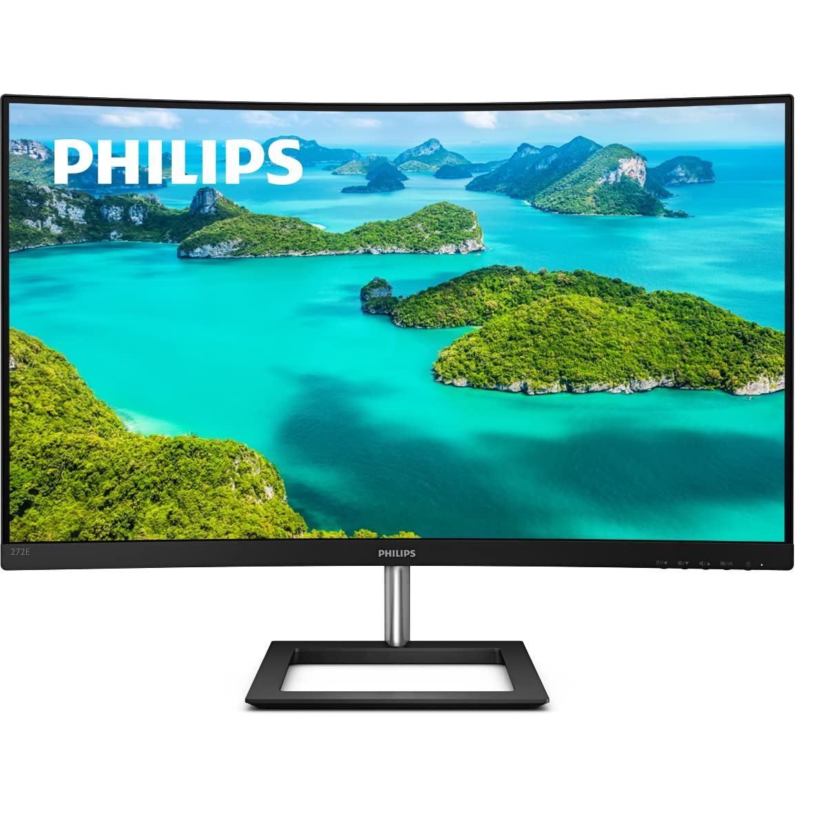 PHILIPS 272E1CA 27" Curved Frameless Monitor, Full HD 1080P, 100% sRGB, Adaptive-Sync, Speakers, VESA, 4Yr Advance Replacement Warranty