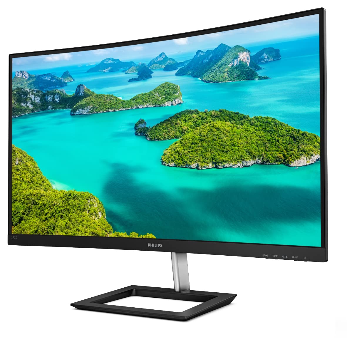 PHILIPS 272E1CA 27" Curved Frameless Monitor, Full HD 1080P, 100% sRGB, Adaptive-Sync, Speakers, VESA, 4Yr Advance Replacement Warranty