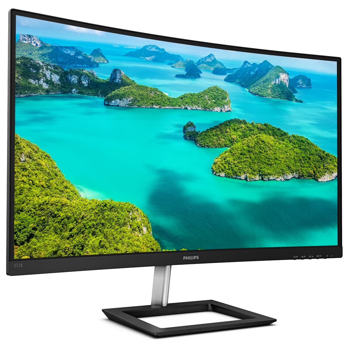 PHILIPS 272E1CA 27" Curved Frameless Monitor, Full HD 1080P, 100% sRGB, Adaptive-Sync, Speakers, VESA, 4Yr Advance Replacement Warranty