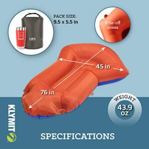 Klymit Litewater Dinghy (LWD) Packraft Inflatable Kayak, Light Inflatable Raft Packs Small for Backpacking, One Size, ORANGE-2020