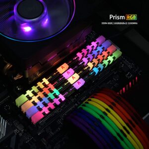 V-Color Prism DDR4 16GB (8GBx2) 3200MHz (PC4-25600) CL16 RGB Gaming Desktop PC Computer Ram Memory Module Upgrade UDIMM 1.35V- Grey (TL48G32S8KGRGB16)