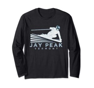 retro ski jay peak, vermont illustration - vintage snow ski long sleeve t-shirt