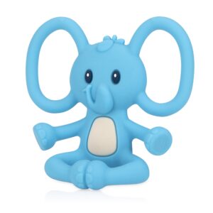 nuby yogis all silicone soothing teether, elephant