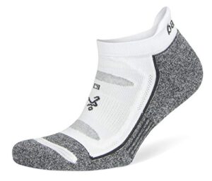balega blister resist performance no show athletic running socks for men and women (1 pair), white/grey, large
