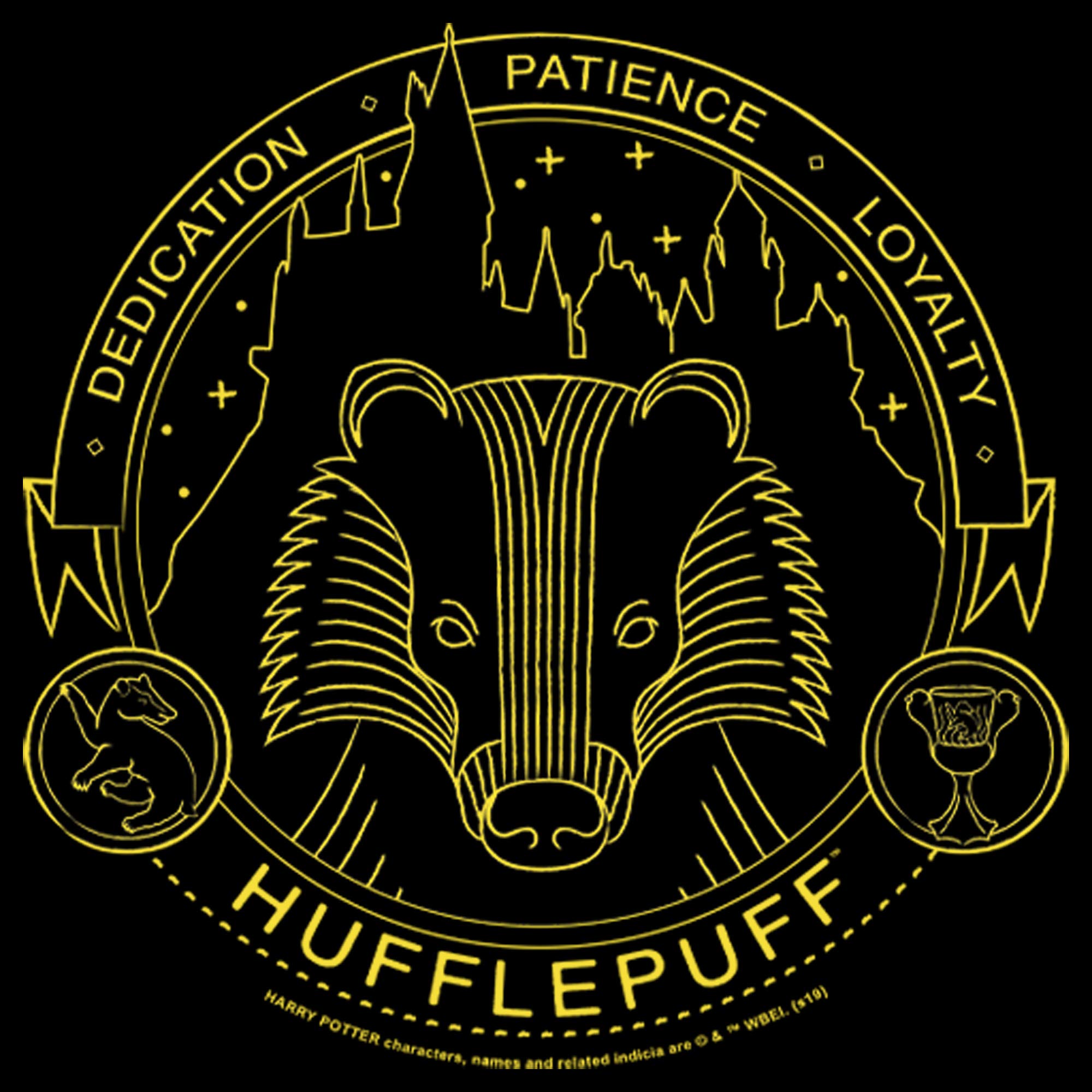 Harry Potter Men's Hufflepuff Line Art Symbol, Black, XX-Large