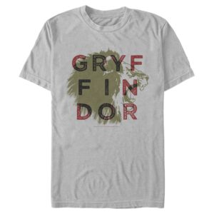 harry potter men's griffyndor overprint t-shirt, silver, medium