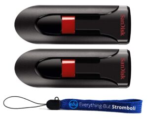 sandisk cruzer glide 128gb flash drive (2 pack) usb 2.0 port jump drive pen drive (sdcz60-128-b35) bundle with (1) everything but stromboli lanyard