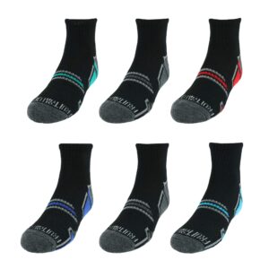 Fruit of the Loom Boys' 6-Pair Half Cushion Ankle Socks (Large (Shoe 3-9), Black 1)