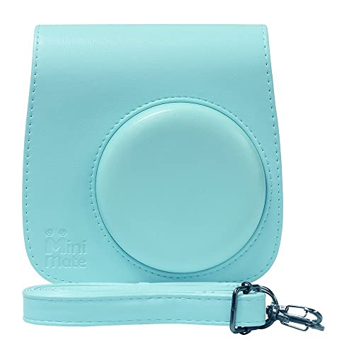 Fujifilm Instax Mini 9 Instant Camera Ice Blue with Custom Case + Fuji Instax Film Value Pack (50 Sheets) Flamingo Designer Photo Album for Photos